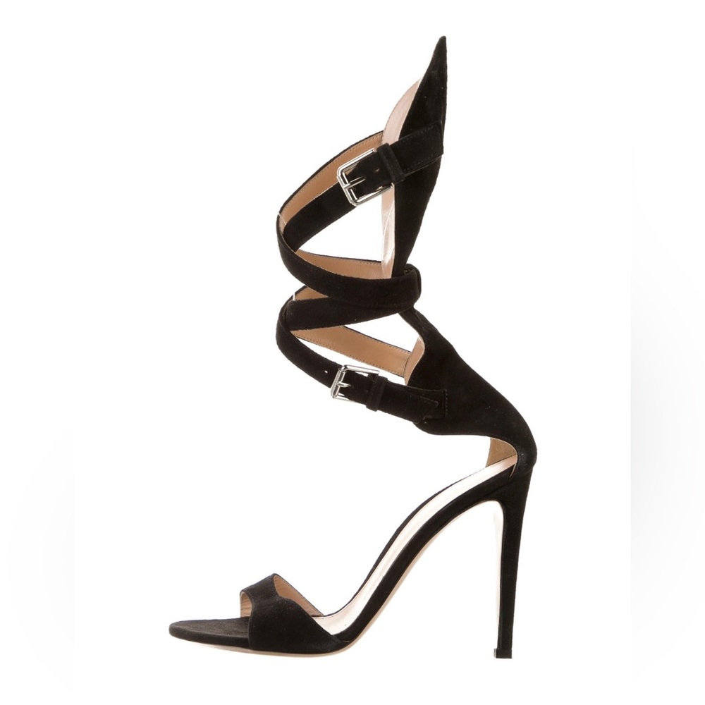 SOLD Gianvito Rossi Black Suede Sexy Wrap Sandals Size 7